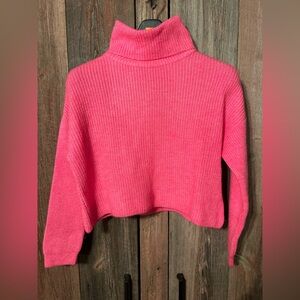 Pink Turtleneck Crop Top